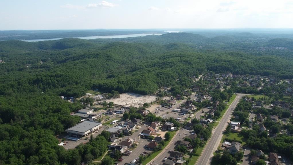 river adjacent suburban community